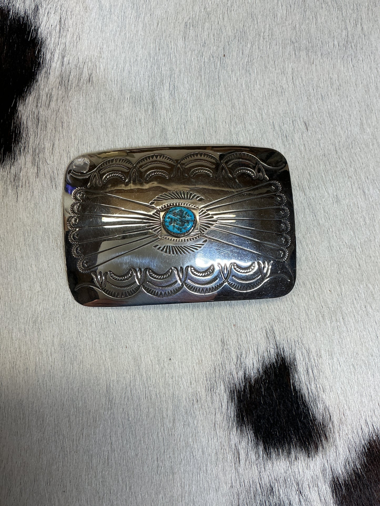 Sterling Silver w/Turquoise Stone Belt Buckle