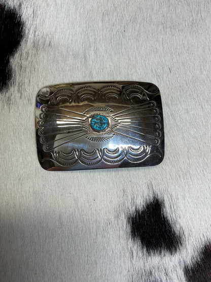 Sterling Silver w/Turquoise Stone Belt Buckle