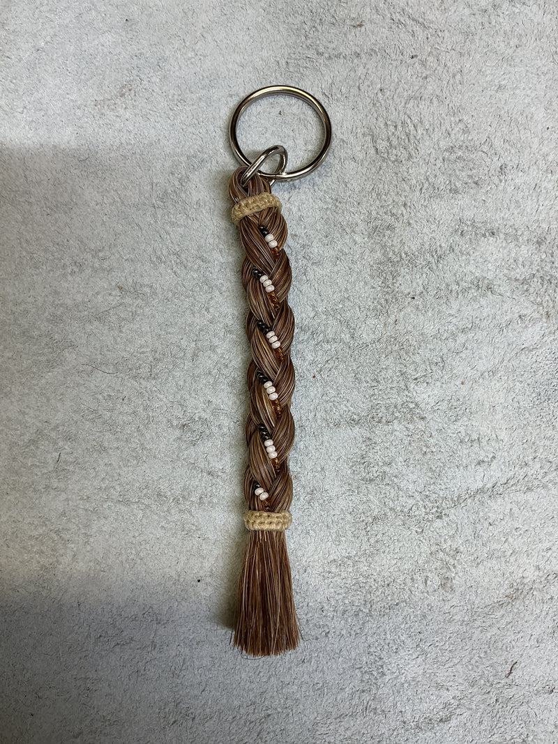 6" Braided Horsehair w/Beads Keychain