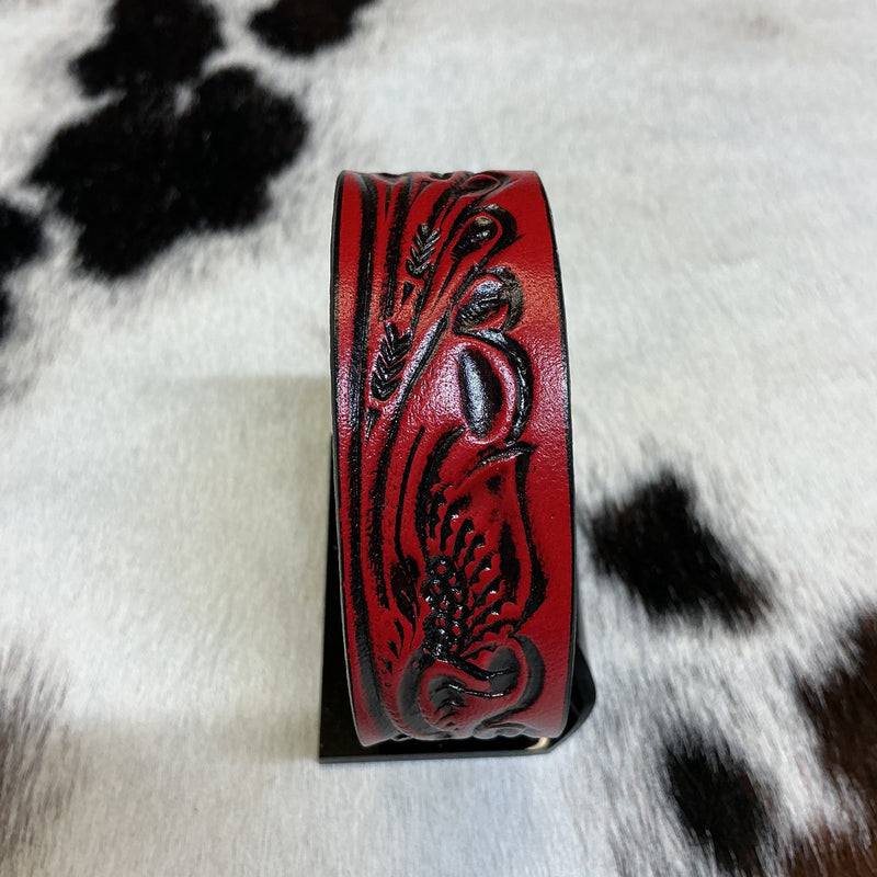 Floral Carved Leather Bracelet