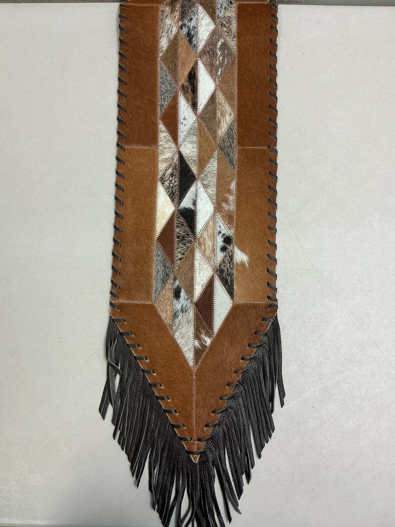 Cowhide Triangles Table Runner- X-Small