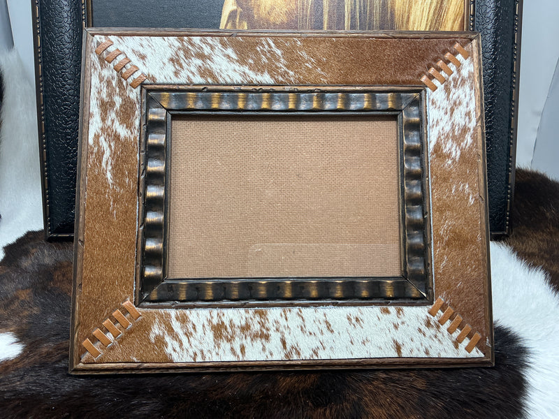Cowhide & Wood Picture Frame