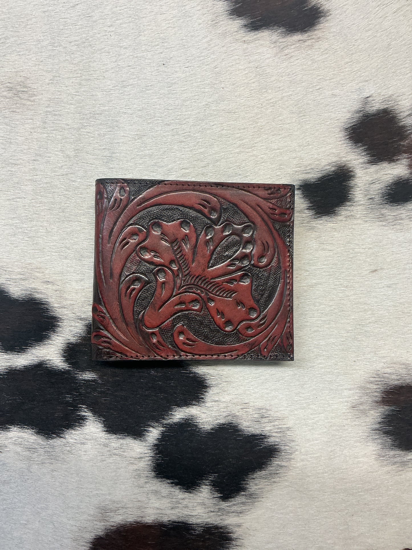 Bi-Fold Floral Carved Wallet