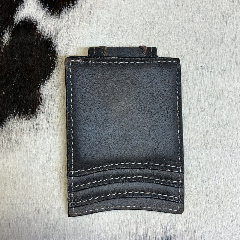 Floral/Gray Magnetic Money Clip Wallet