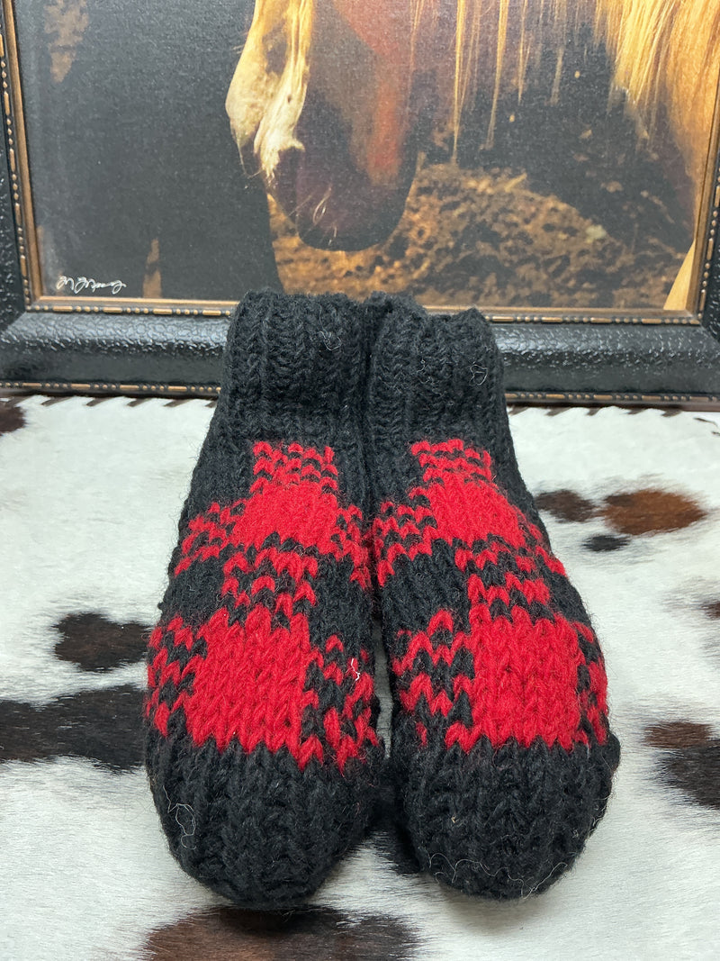 Black/Red Knit Slippers - Small