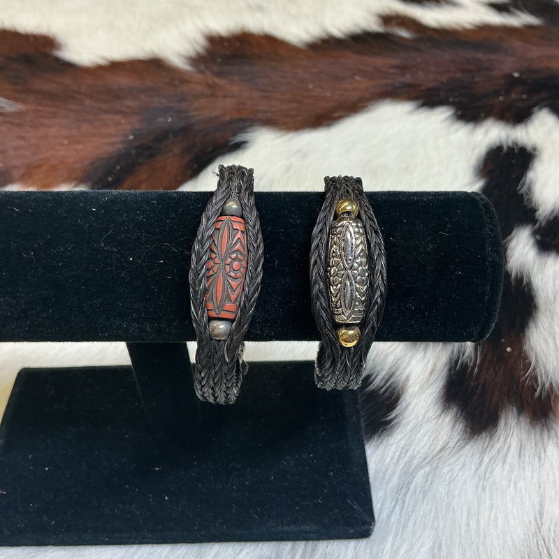 Braided Horsehair Bracelet w/Large Bead