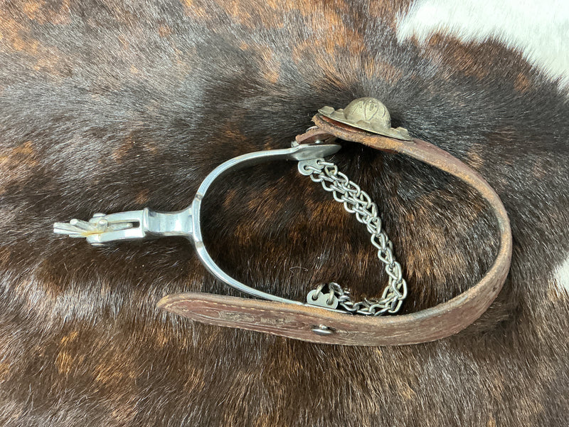 Vintage Buerman Spurs w/Dovewing Floral Straps