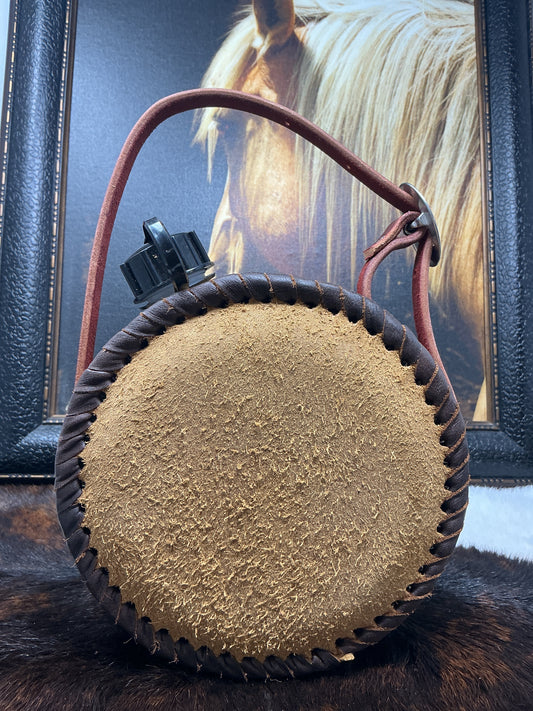 Roughout Leather Covered Canteen