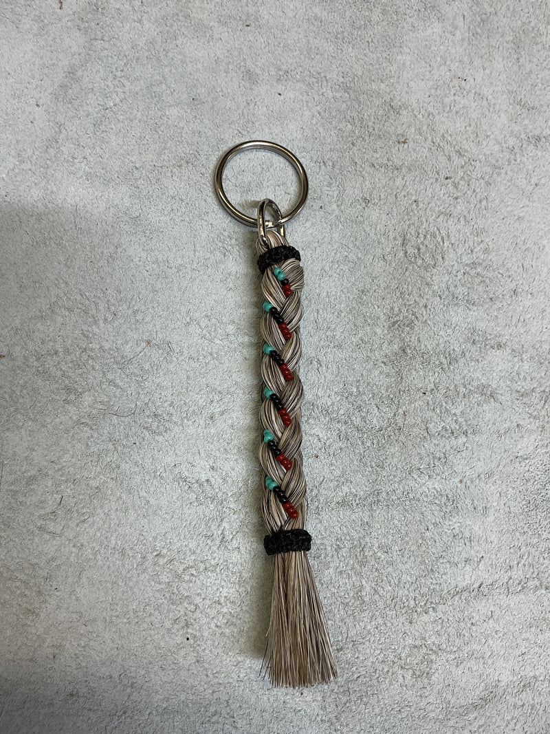 6" Braided Horsehair w/Beads Keychain