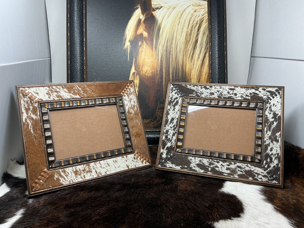 Cowhide & Wood Picture Frame – Heritage Horseman Supply