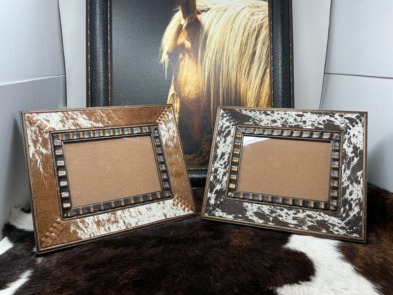 Cowhide & Wood Picture Frame