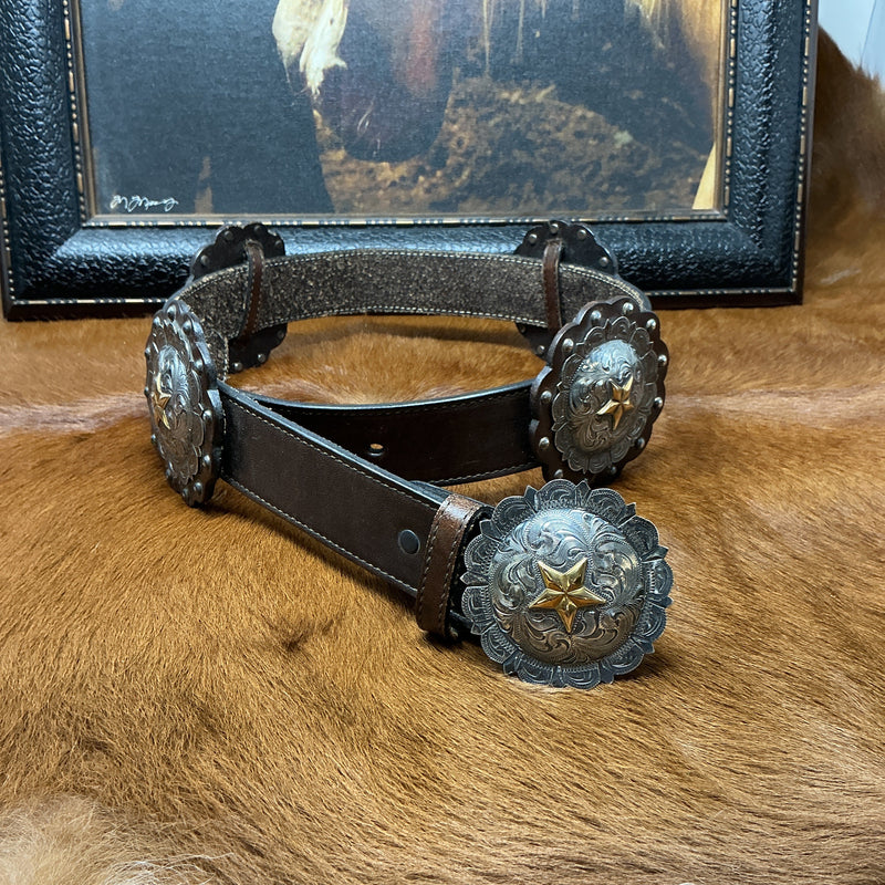 Vintage Solid Sterling Silver Concho Belt