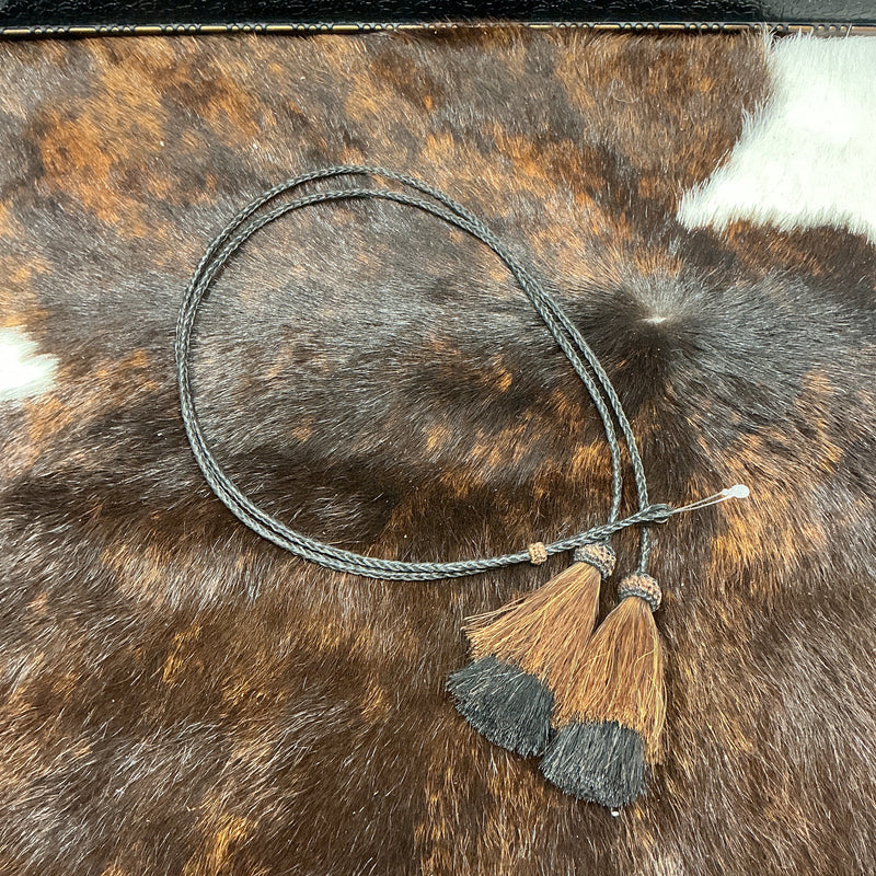 Braided Horsehair Stampede String w/Colored Horsehair Tassels