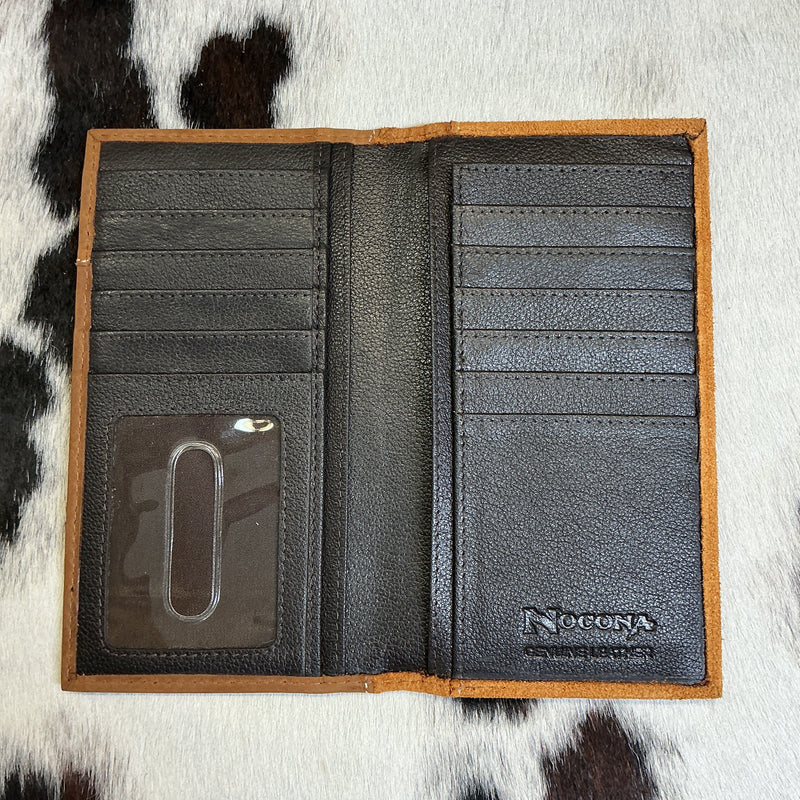 Roughout w/Floral & Buckstitch Checkbook Wallet