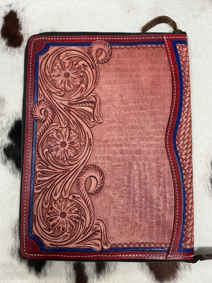 Red Leather Zippered Portfolio