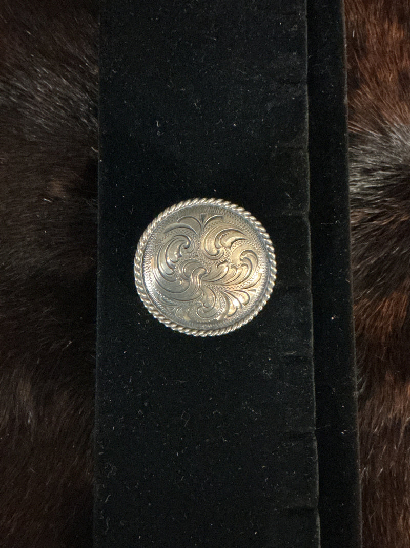 Oakdale Rope Loopback Concho - Antique Silver Plate
