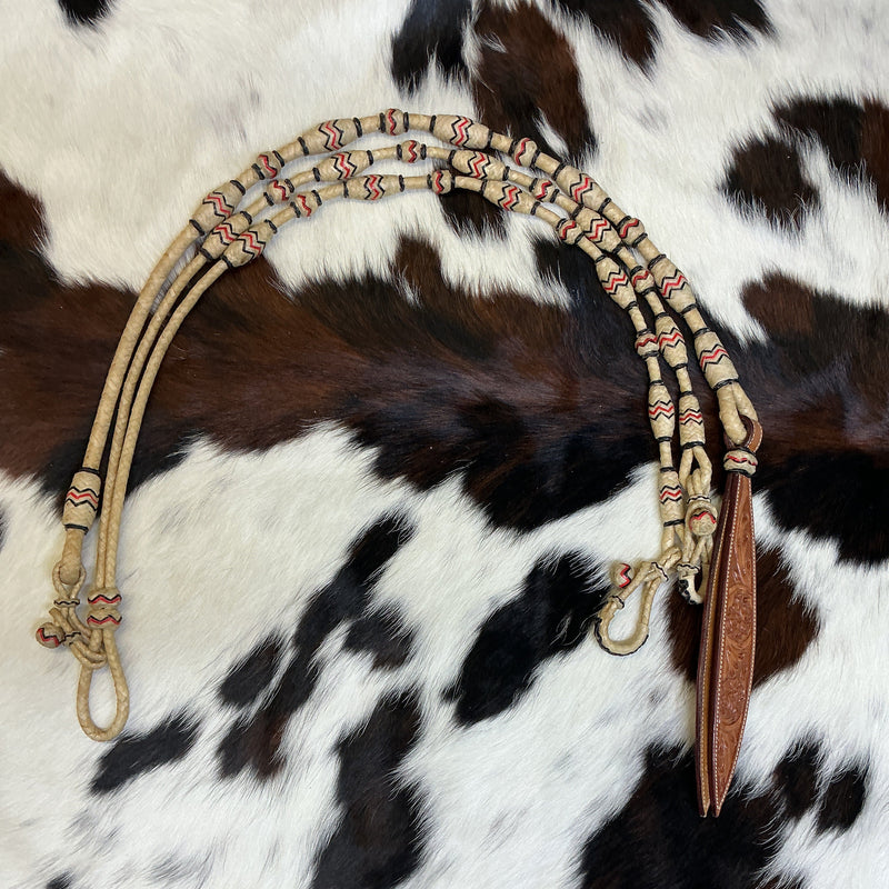 8 Plait Cowboy Accented Reins & Romal