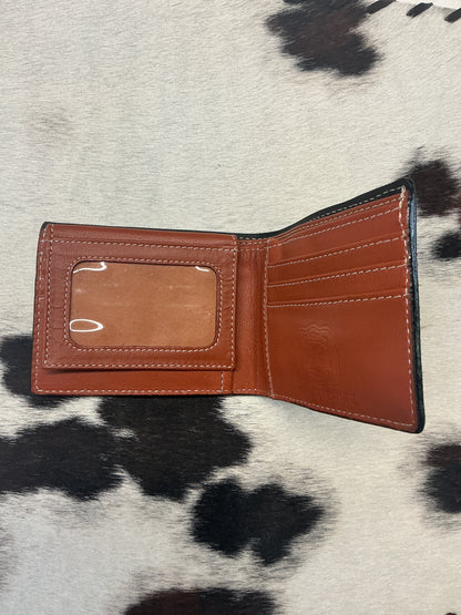 Bi-Fold Rough Out Wallet w/Carlos Border & Beading
