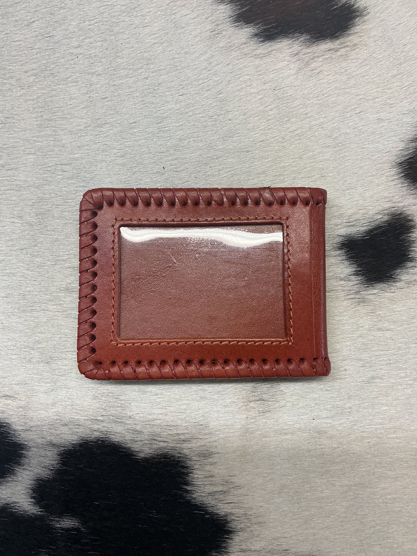 Basket Stamped Leather Wallet w/Money Clip
