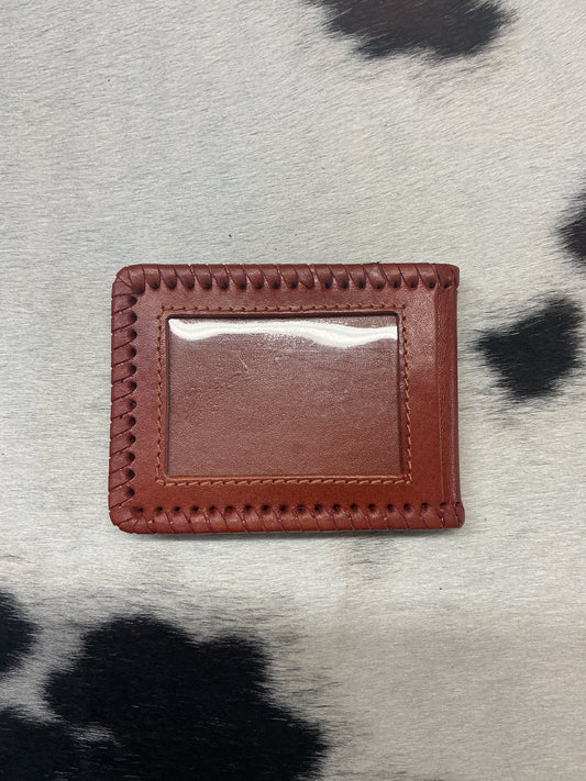 Basket Stamped Leather Wallet w/Money Clip