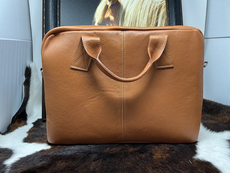 Red/White/Brown Cowhide Laptop Bag