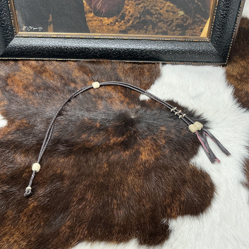 Braided Leather Stampede String w/Rawhide Accents