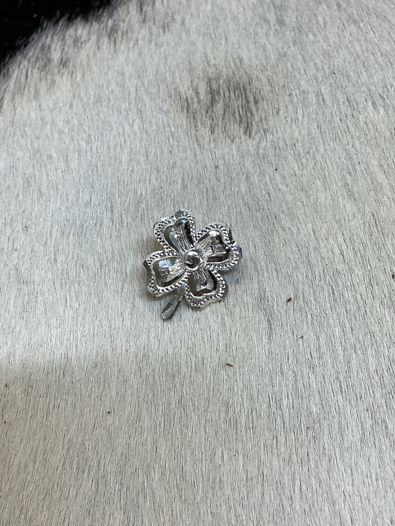 Sterling Silver 5/8" 4 Leaf Clover Bolt Back Concho