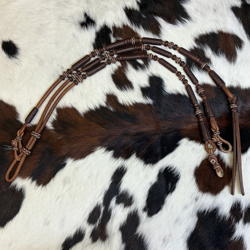 30 Plait Long Barrel Coffee w/Accent Reins & Romal