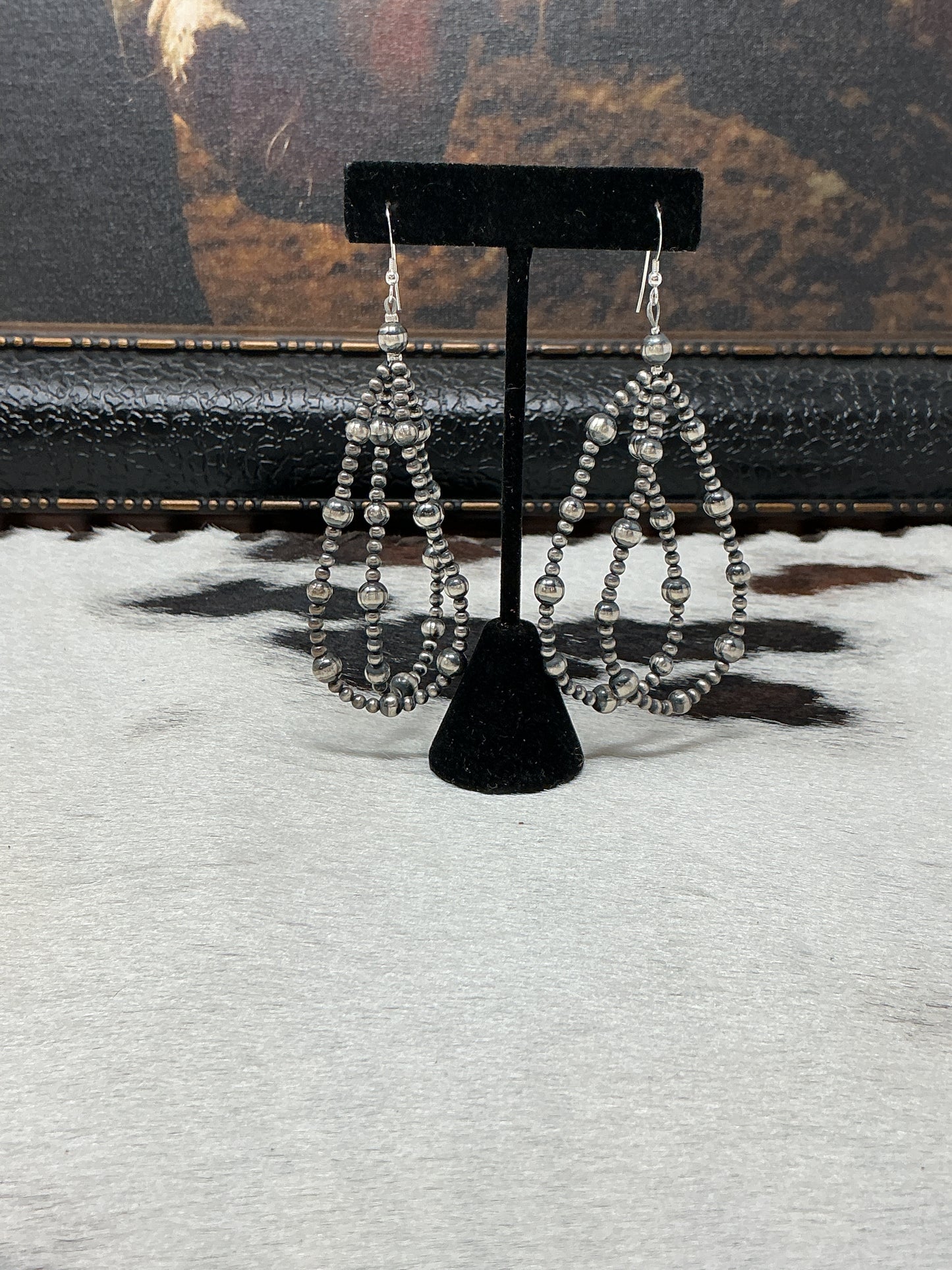 Navajo Sterling Silver Long Hoop Earrings
