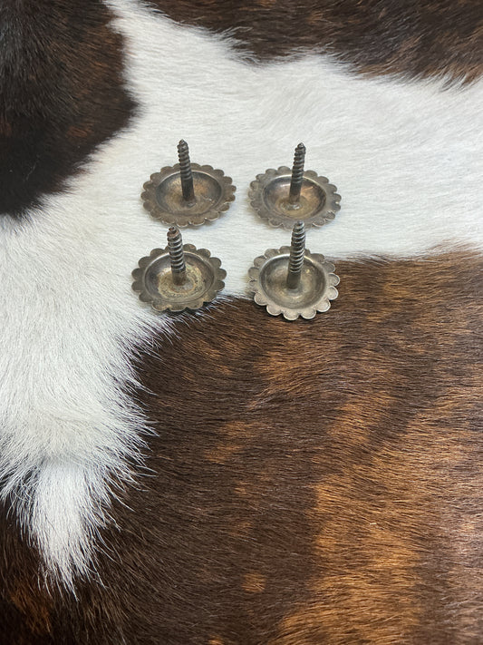 Vintage Les Garcia Sterling Wood Screw Concho Set