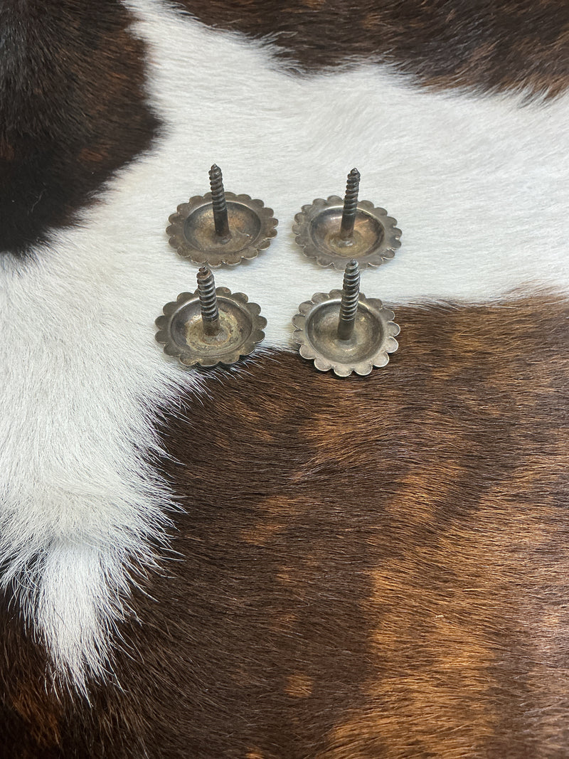 Vintage Les Garcia Sterling Wood Screw Concho Set