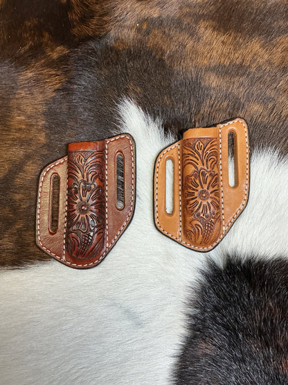 Floral Carved Crossdraw Knife Sheath