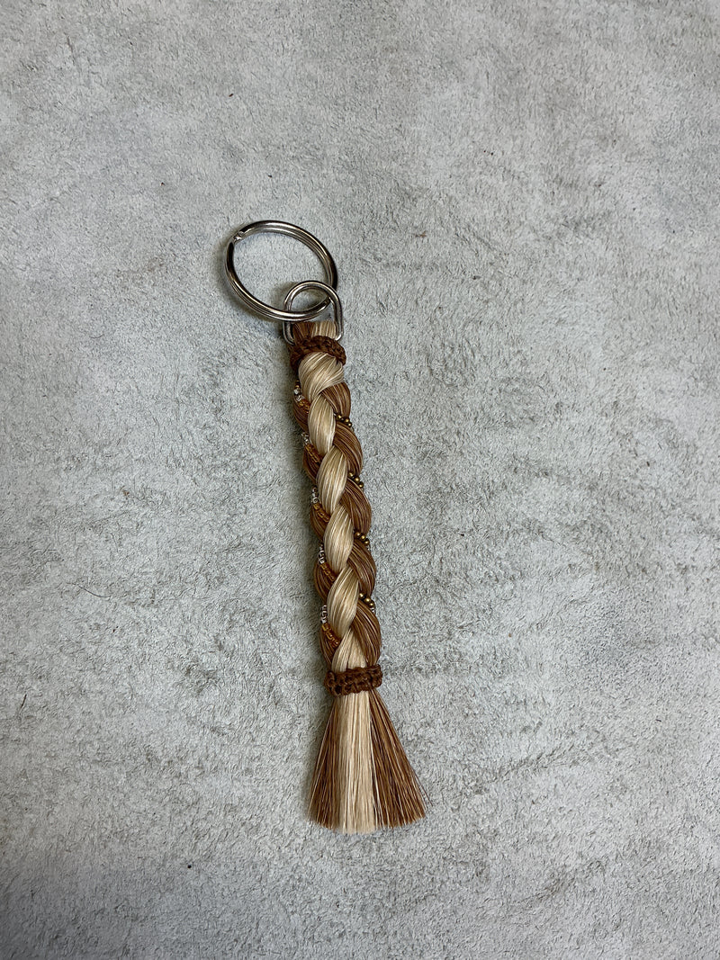 6" Braided Horsehair w/Beads Keychain