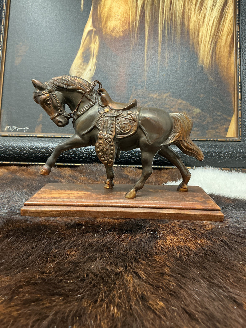 Rare Coppertone Horse w/Wood Base