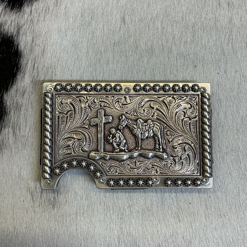Carbon Fiber RFID Blocking Wallet w/Praying Cowboy