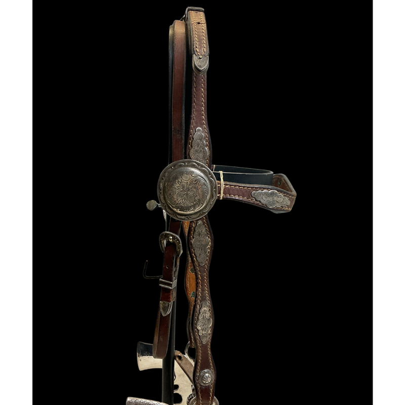 E Garcia Sterling Silver Headstall w/Pistol Spade Bit