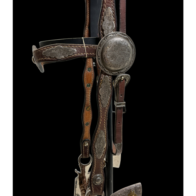 E Garcia Sterling Silver Headstall w/Pistol Spade Bit
