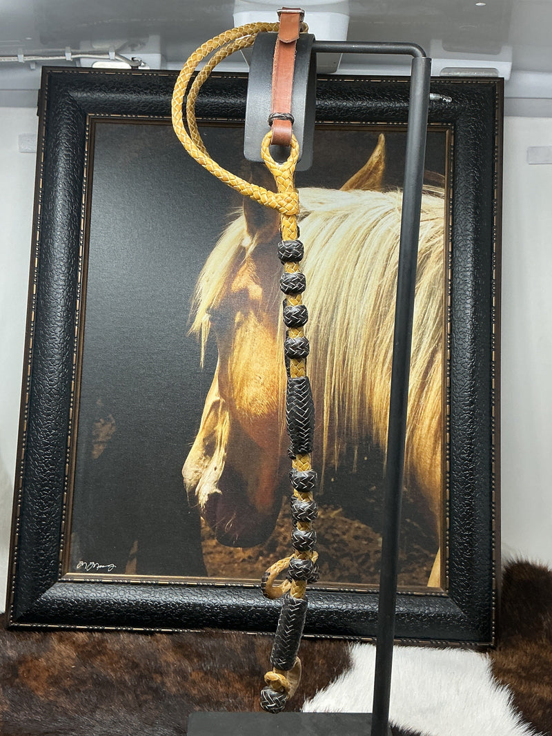Double Ear Rawhide Headstall w/Black Rawhide Accents