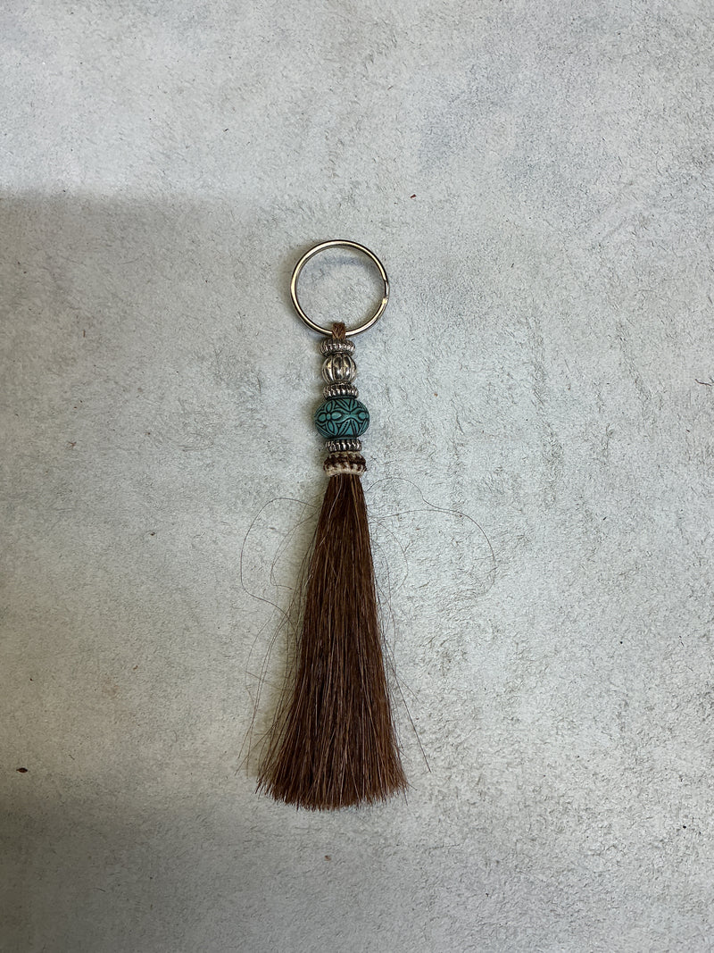 Horse Hair Tassel w/Beads Keychain