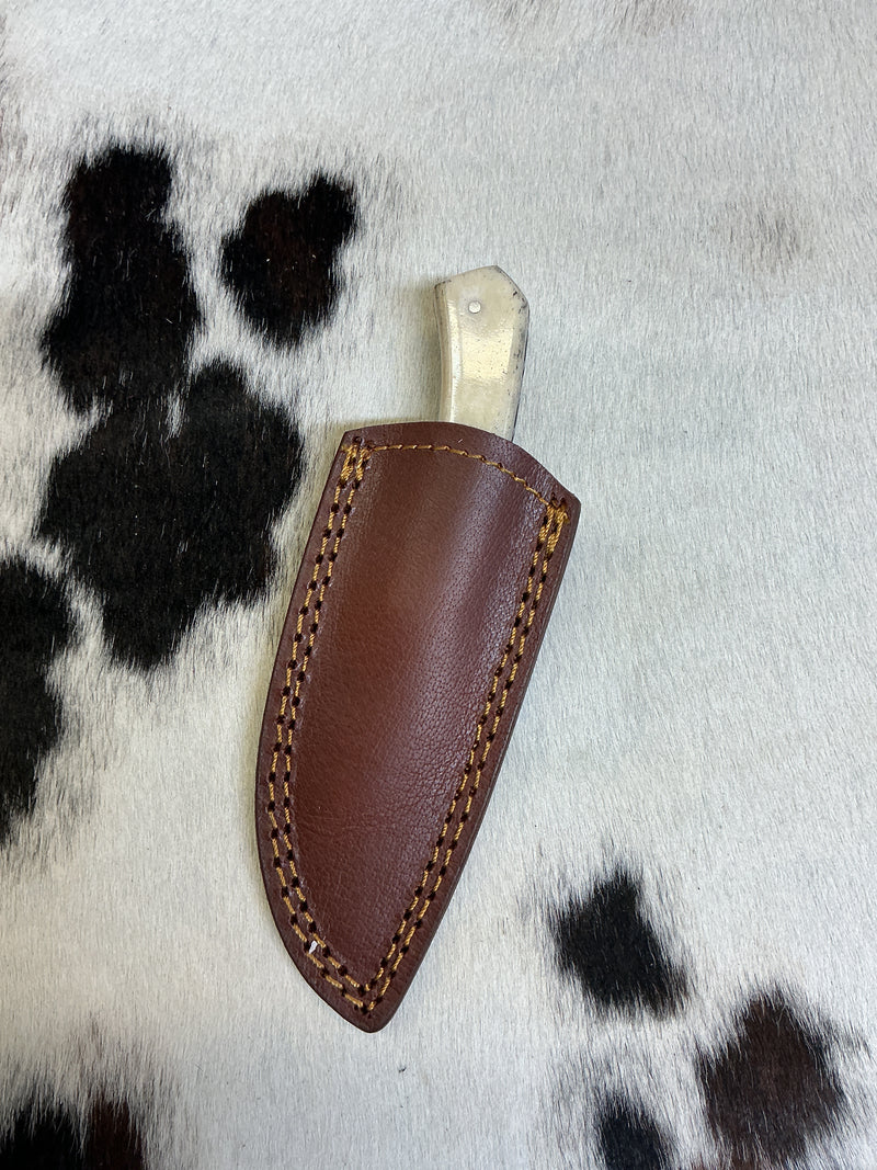 Bleached Bone Damascus Skinner