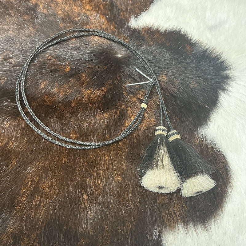 Braided Horsehair Stampede String w/Colored Horsehair Tassels