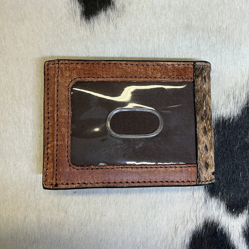 Bi-Fold Floral w/Cowhide & Buckstitch Wallet