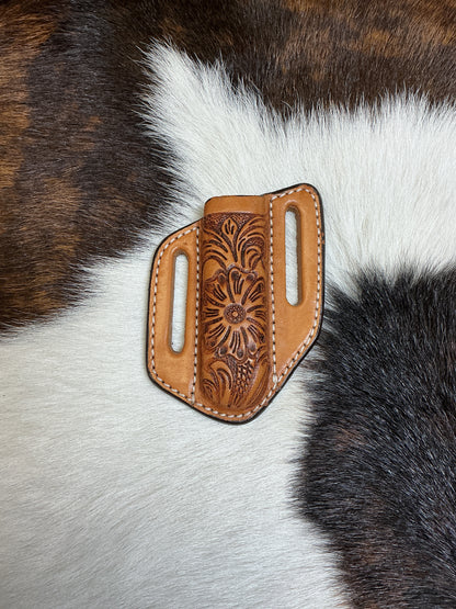 Floral Carved Crossdraw Knife Sheath