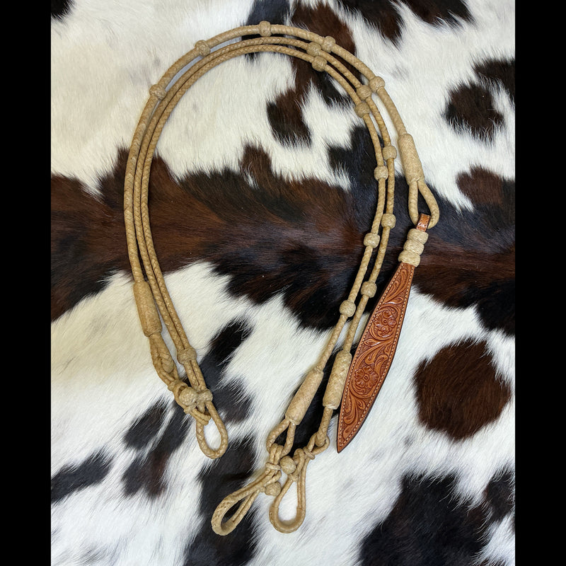 8 Plait 15 Button Natural Reins & Romal