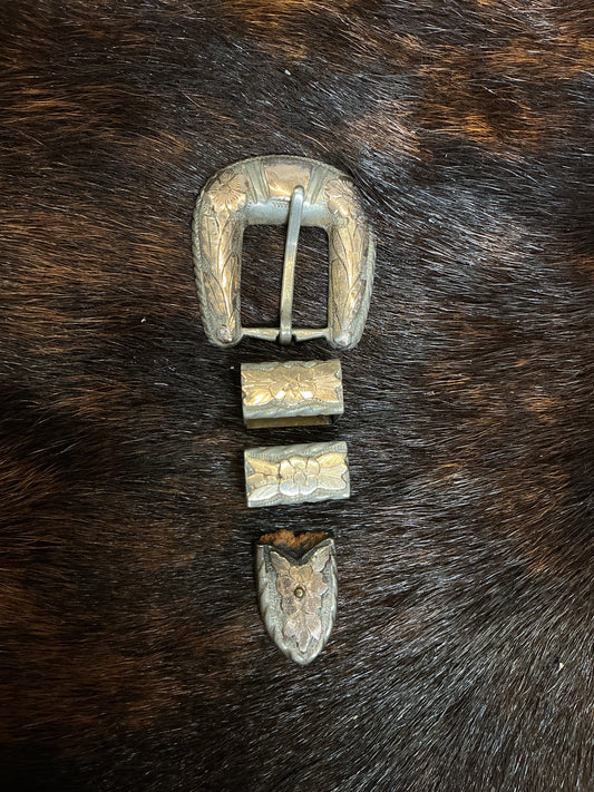 Vintage Sterling 1/2" Buckle Set w/10K Gold