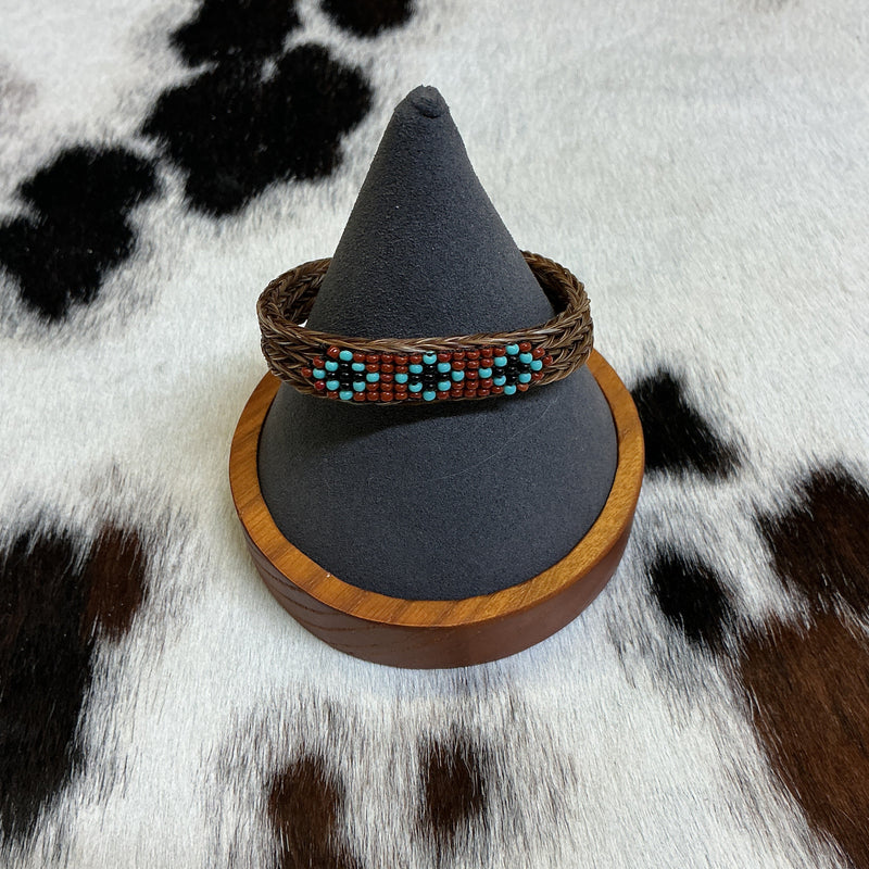 Braided Horsehair Bracelet w/Overlaid Beads