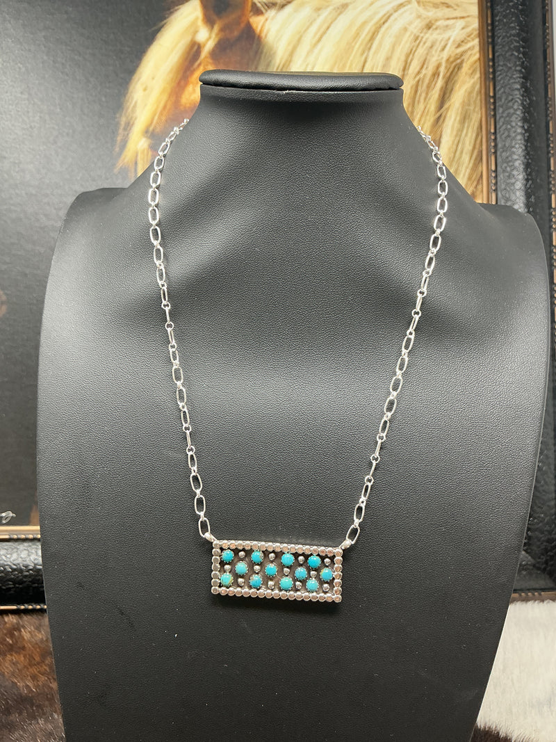 Multiple Stone Turquoise Bar Necklace