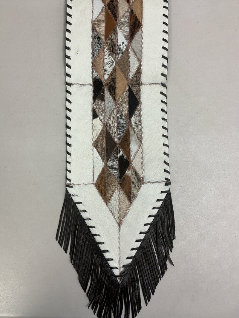 Cowhide Triangles Table Runner- X-Small