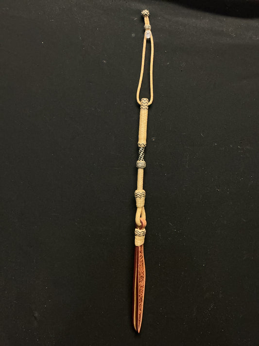 54 Plait 12" Checkerboard Accented Rawhide Quirt