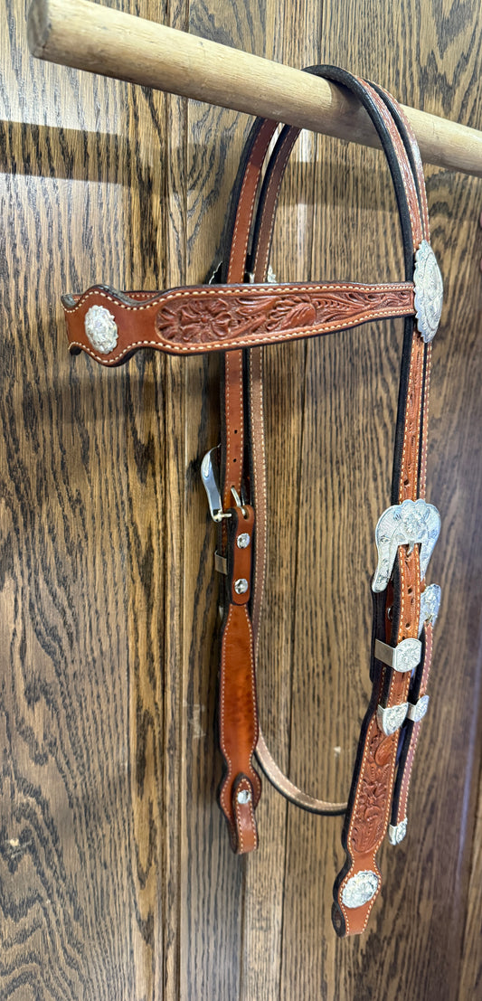 Floral Browband Tahoe Silver Buckles & Conchos